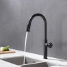 Industrial Style Black Brass Pull-Out Kitchen Faucet with Multifunctional Spout Tap