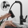 Swivel Kitchen Tap Black Brass Pull-Out Kitchen Faucet