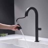 Black Brass Square Mixer Tap Pull-Out Kitchen Faucet