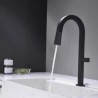 Black Brass Square Mixer Tap Pull-Out Kitchen Faucet