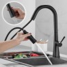 Pull-Out Kitchen Faucet Black Brass Rotatable Spout Tap