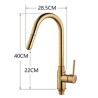 Single Handle Solid Brass Gold Swan Neck Kitchen Faucet with Pull-out Spray