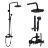 Exposed Bathroom Mixer Shower System Rainfall Shower Plumbing Set with Handheld Shower in Antique Black