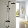 Exposed Bathroom Mixer Shower System Rainfall Shower Plumbing Set with Handheld Shower in Antique Black