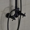 Exposed Bathroom Mixer Shower System Rainfall Shower Plumbing Set with Handheld Shower in Antique Black