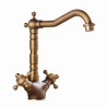 Single Hole Antique Brass Bathroom Sink Tap with Two Handles