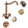 Single Hole Antique Brass Bathroom Sink Tap with Two Handles