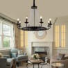 Black Iron Candle Chandelier Vintage Crystal Pendant Lighting Living Room Dining Room