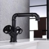 Black Basin Tap Deck Mounted Brass Countertop Faucet in Industrial Style