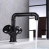 Black Basin Tap Deck Mounted Brass Countertop Faucet in Industrial Style