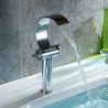 Waterfall Arc Basin Tap Chrome Deck Mounted Faucet Modern Bathroom Sink Faucet