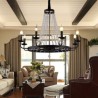 Black Iron Candle Chandelier Vintage Crystal Pendant Lighting Living Room Dining Room