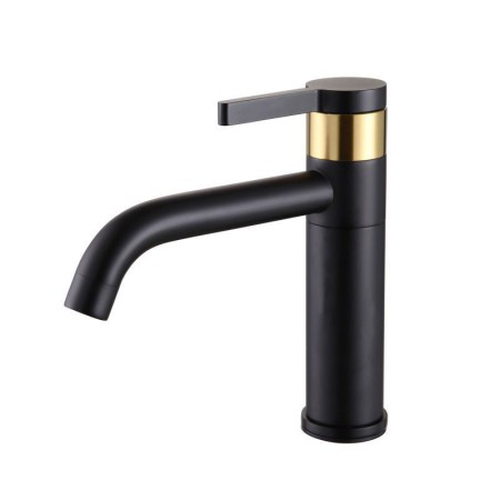 Bathroom Sink Mixer Tap in Black Brass with 360 Degree Rotatable Spout (Short)