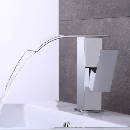 Waterfall Basin Mixer Tap in Chrome Brass