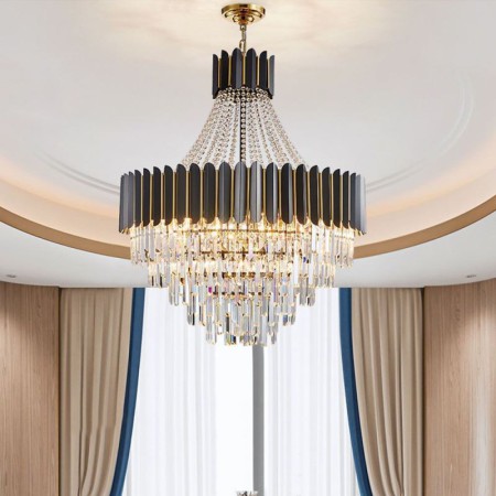 Circular Glass Chandelier Nordic Stainless Steel Pendant Light Bedroom Living Room