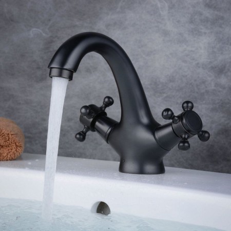 Oil-rubbed Bronze Water Mixer Tap with a Single Hole in Black