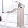 Deck Mount Square Curved Sink Faucet Waterfall Bathroom Sink Tap