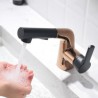 Chrome/Black/Rosy Gold Pull Out Bathroom Sink Faucet Contemporary Creative Basin Tap