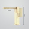 Square Brass Bathroom Sink Mixer Tap with Swivel Brushed Gold Basin Faucet