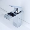 Modern Single Handle Waterfall Brass Tap Bathroom Sink Faucet (Chrome Finish)