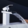 Modern Single Handle Waterfall Brass Tap Bathroom Sink Faucet (Chrome Finish)