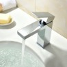 Deck-Mount Black/Chrome Square Sink Tap Contemporary Simple Bathroom Sink Faucet