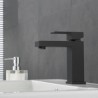 Deck-Mount Black/Chrome Square Sink Tap Contemporary Simple Bathroom Sink Faucet