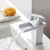 Waterfall Modern Square Basin Faucet White Sink Tap