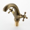 Single Hole Double Handle Antique Brushed Finish Brass Sink Faucet