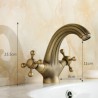 Single Hole Double Handle Antique Brushed Finish Brass Sink Faucet