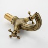 Single Hole Double Handle Antique Brushed Finish Brass Sink Faucet