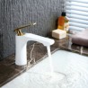 Modern Simple Style White Bathroom Sink Faucet Deck Mounted Single Hole Single Handle Golden Handle