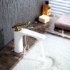 Modern Simple Style White Bathroom Sink Faucet Deck Mounted Single Hole Single Handle Golden Handle