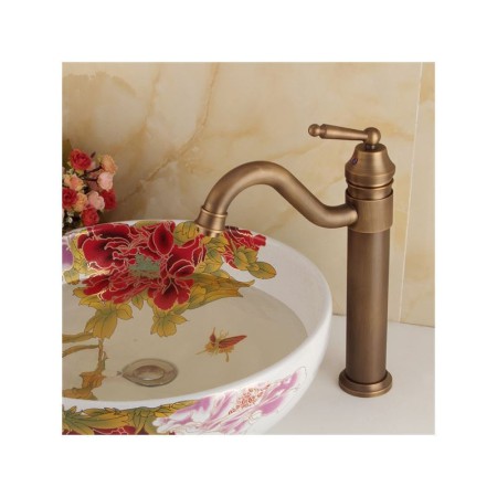 Bathroom Faucet Single Handle Centerset Basin Tap in Antique Brass