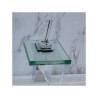 Single Bathroom Faucet with a Glass Waterfall Basin Mixer Tap and a Square Spout