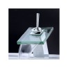 Single Bathroom Faucet with a Glass Waterfall Basin Mixer Tap and a Square Spout