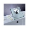 Single Bathroom Faucet with a Glass Waterfall Basin Mixer Tap and a Square Spout