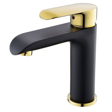 Black + Gold Modern Simple Electroplating Bathroom Single Hole Single Handle Sink Faucet