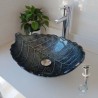 Black Leaf Shaped Modern Simple Tempered Glass Bathroom Sink