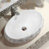 Oval 48cm Modern Simple Ceramic Sink White Geometric Pattern Sink (Without Faucet)