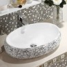 Oval 48cm Modern Simple Ceramic Sink White Geometric Pattern Sink (Without Faucet)