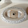 Oval 48cm Modern Simple Ceramic Sink White Geometric Pattern Sink (Without Faucet)