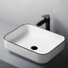 White Rectangle Vessel Sink with Ceramic Basin for Bathroom (without Faucet)