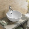 Single European Bowl Shape White Ceramic Vessel Sink Without Faucet With Soap Sink