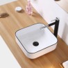 Simple White Bathroom Vessel Sink with Modern Rectangle Basin (without Faucet)