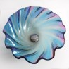 Tempered Glass Sink with Translucent Colorful Scallop Shape (Faucet Not Included)