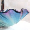 Tempered Glass Sink with Translucent Colorful Scallop Shape (Faucet Not Included)