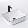 White Rectangle Vessel Sink with Ceramic Basin for Bathroom (without Faucet)