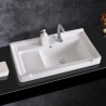 Bathroom Counter Top Basin Lavatory Vessel Sinks With Washboard Ceramic Wash Basin