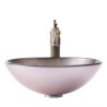 Modern Tempered Glass Vessel Sink with Circular Stripe Design for Bathroom